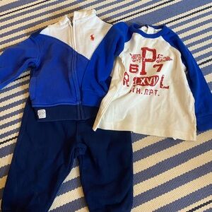 Ralph Lauren Blue and White Baby Outfit Set
